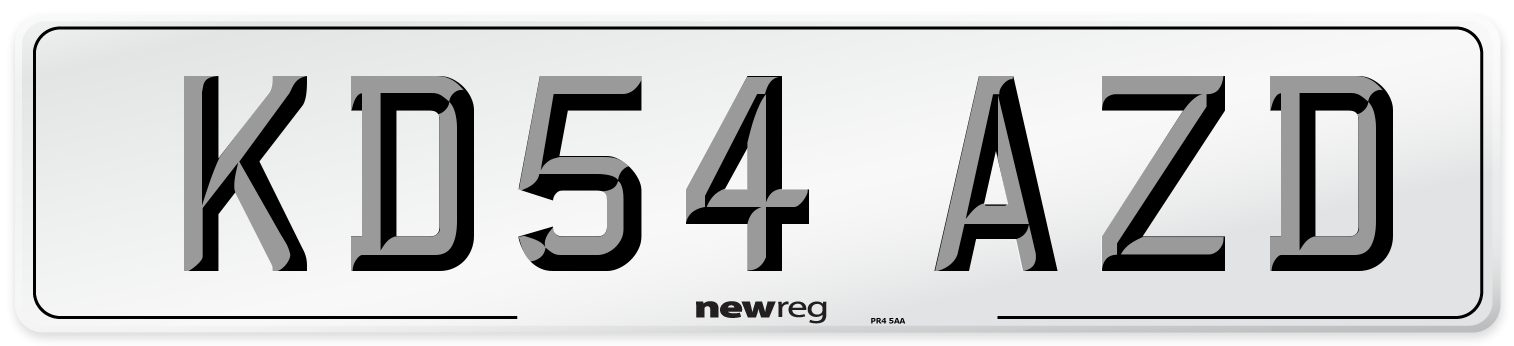 KD54 AZD Number Plate from New Reg